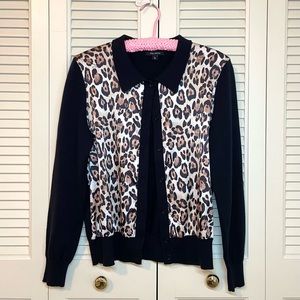 Pink Tartan Leopard Cardigan Sweater